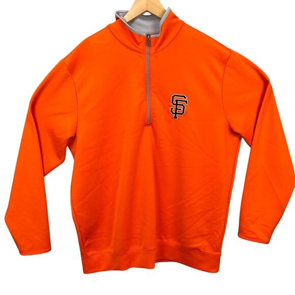 SF Giants Baseball 3/4 Zip Scuba Knit Jacket Bright Giant Orange  XL Antigua - Picture 1 of 7